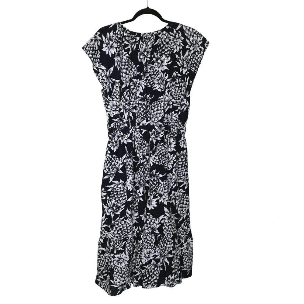 J. Crew Womens Sleeveless Crinkle Dress Size 6 Navy Vacation Novelty Resort